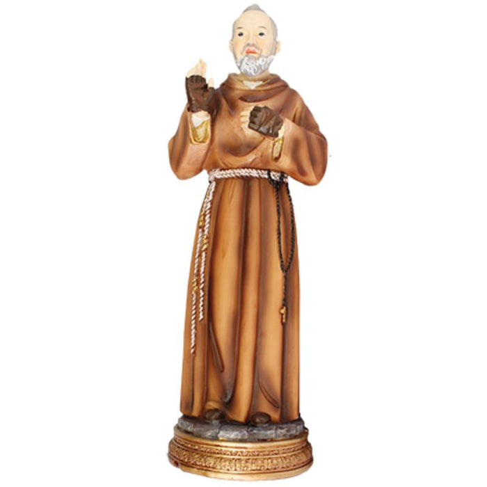 St Padre Pio Statue 20cm / 8 Inches High Resin Cast Figurine