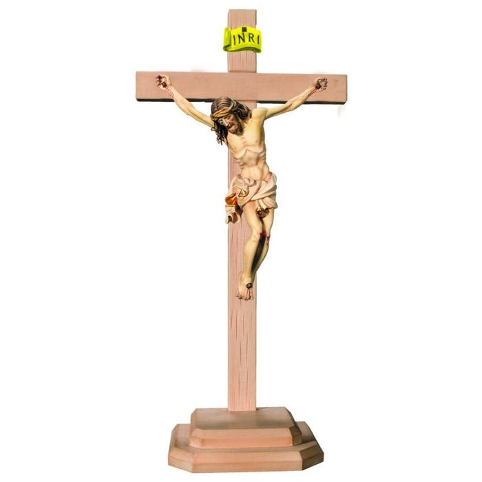 Standing Crucifix, Baroque Style Body of Christ With Cream/White Loincloth, Set on a Light Coloured Cross, Available In 7 Sizes