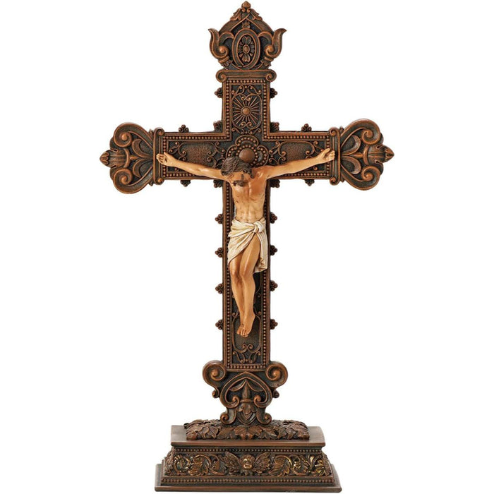 Standing Handpainted Crucifix, 37cm / 14.5 Inches High, by Joseph's Studio