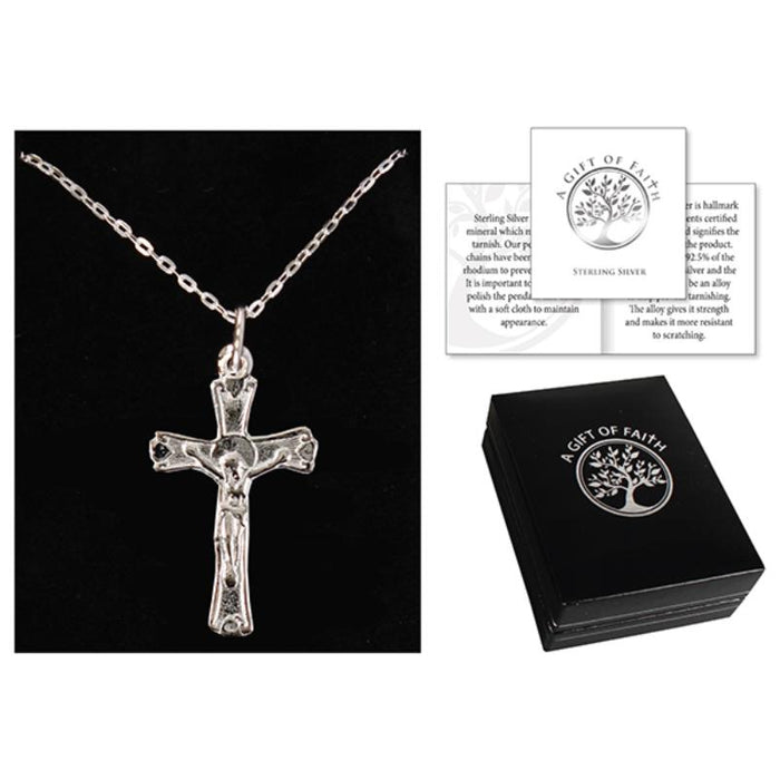 Sterling Silver Crucifix - 26mm / 1 Inch High Complete With 18 Inch Length Chain