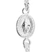 Silver pendant with intricate design on a white background