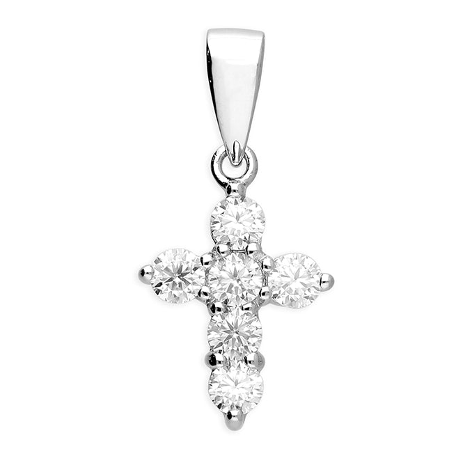 Sterling Silver Moissanite Cross - Height 21mm