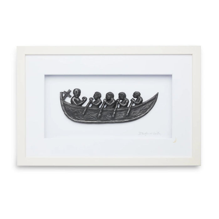 Strength in Unity, St Brendan's Bantry Boat Framed Iron Resin Plaque Set In a White Wood Frame 28cm x 43cm