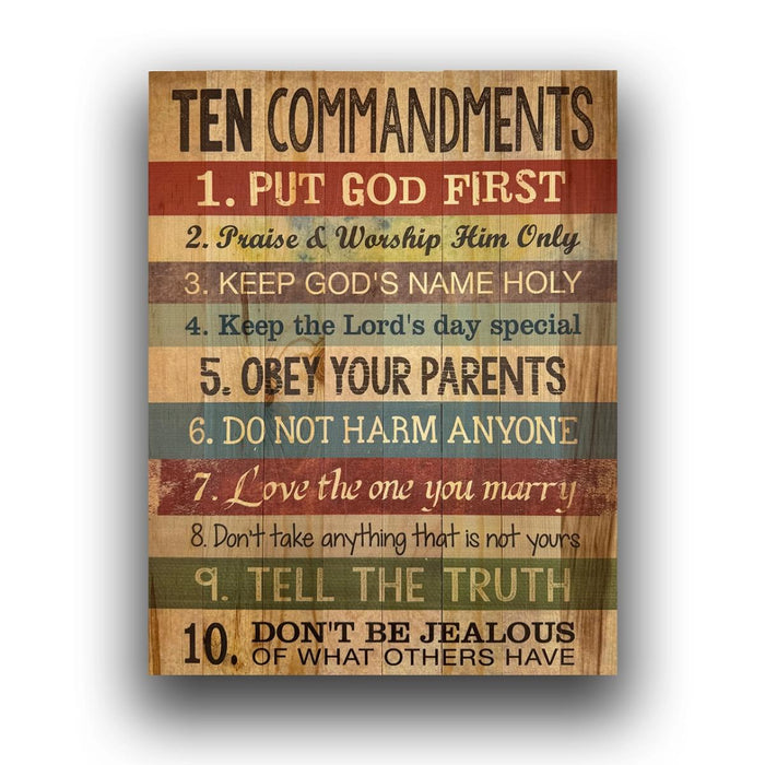 Ten Commandments, Wooden Wall Plaque - Size 39.5 cm / 15.5 Inches High