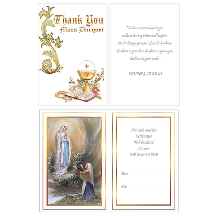 Thank You Mass Bouquet Greetings Card, Parchment With Gold Embossed Cover and Full Colour Insert