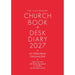 Red cover of The Canterbury Church Book + Desk Diary 2027 with white text.