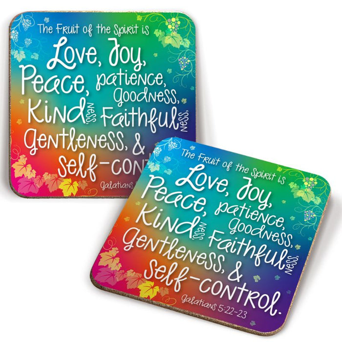 The Fruit Of The Spirit Is, Coaster With Bible Verse Galatians 5:22-23 Size 9.5cm / 3.75 Inches Square