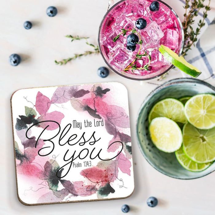 May The Lord Bless You, Coaster With Bible Verse Psalm 134:3 Size 9.5cm / 3.75 Inches Square