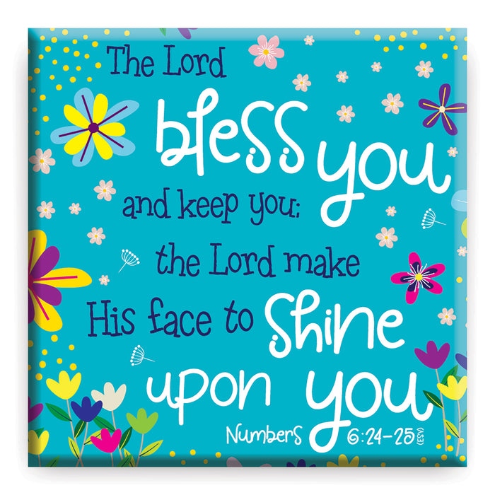 The Lord Bless You and Keep You, Blue Fridge Magnet With Bible Verse Numbers 6: 24-26 Size 6.5cm Square