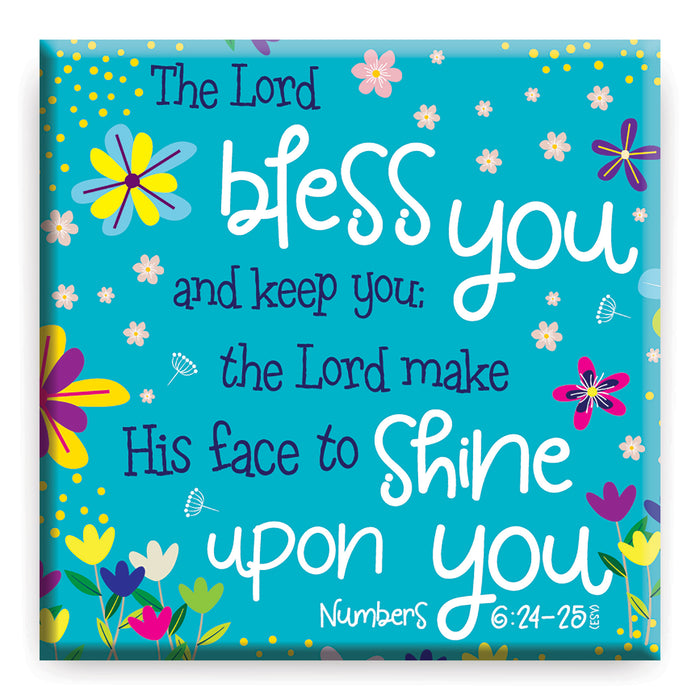 The Lord Bless You and Keep You, Blue Fridge Magnet With Bible Verse Numbers 6: 24-26 Size 6.5cm Square