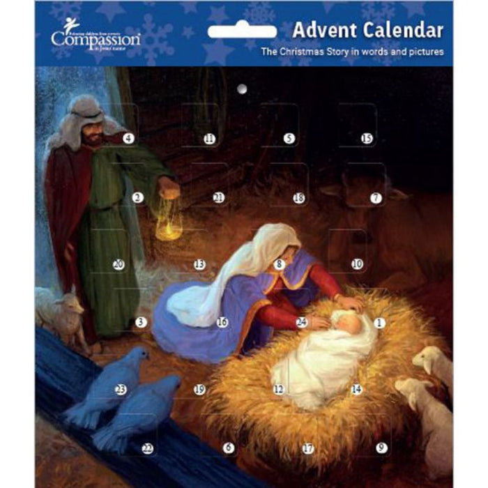 The Manger, Advent Calendar Card With Bible Verses 21cm Square