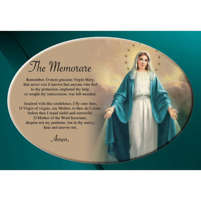 The Memorare, Ceramic Oval Prayer Plaque 23cm / 9 Inches In Length