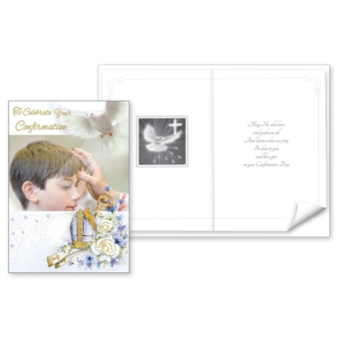 To Celebrate Your Confirmation - Greetings Card for a Boy, With Prayer Insert