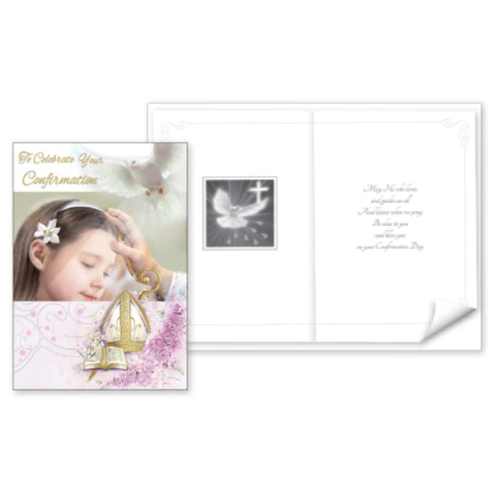 To Celebrate Your Confirmation - Greetings Card for a Girl, With Prayer Insert
