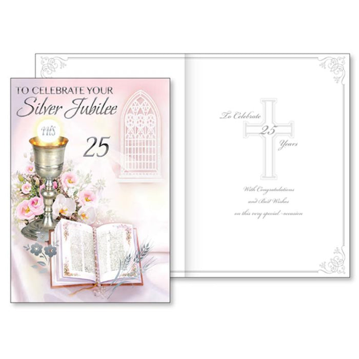 To Celebrate Your Silver Jubilee - 25 Years Anniversary Of Ordination Greetings Card With Insert