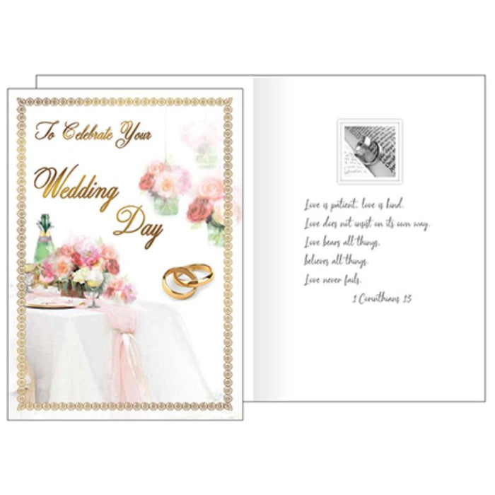 To Celebrate Your Wedding day, Greeting Card With Bible Verse 1 Corinthians 13