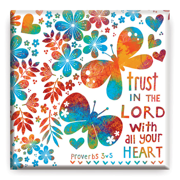 Trust In The Lord With All Your Heart, Proverbs 3:5 Slimline Fridge Magnet 6.5cm / 2.5 Inches Square