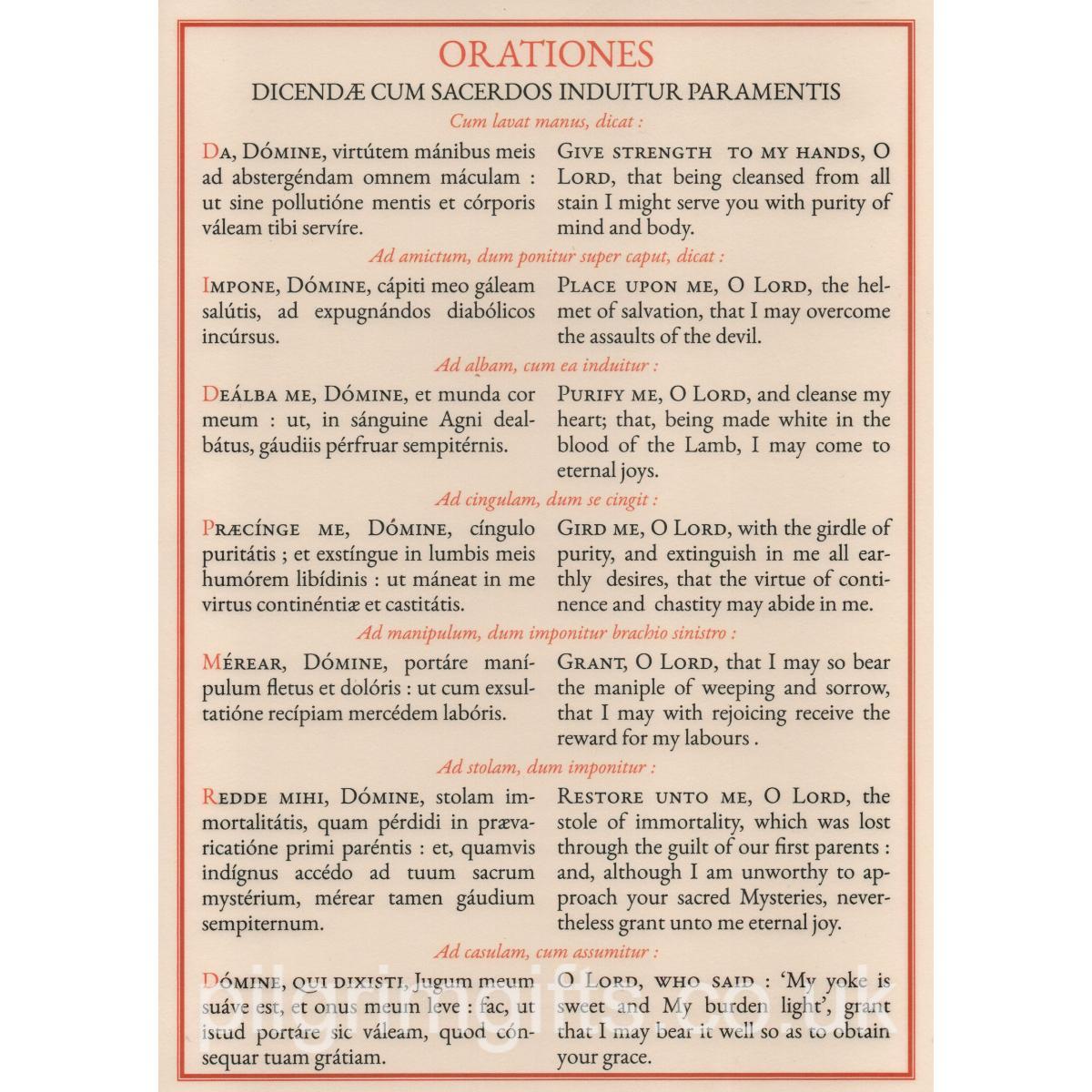 Vesting Rags Vesting Prayers In Latin and English, For a Priest Celebrant, A4 Size ...