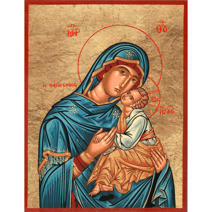 Virgin and Child Handmade Icon Blue, Available In 5 Sizes