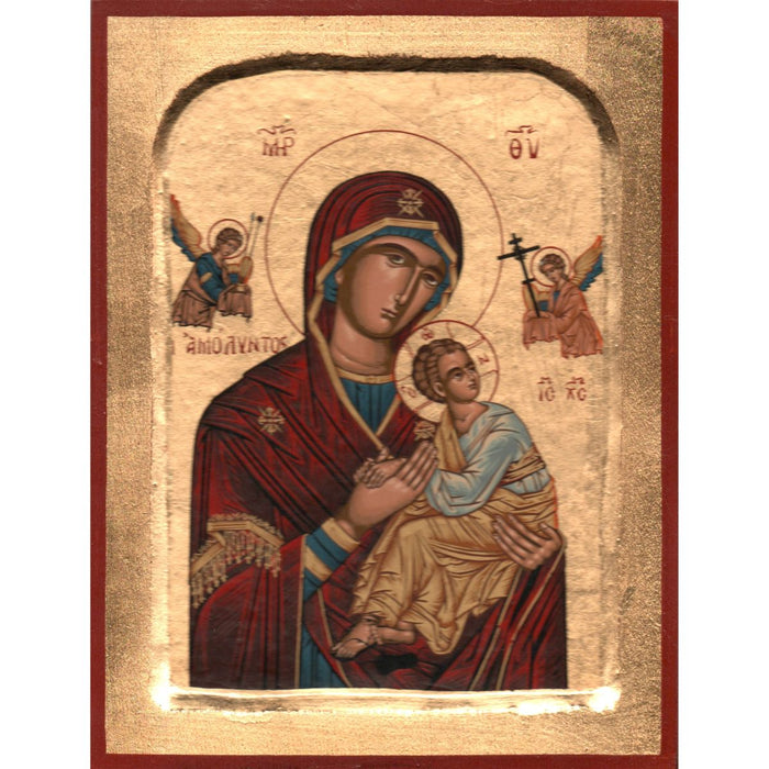 Virgin and Child of the Passion Handmade Recessed Icon Red, Available In 6 Sizes