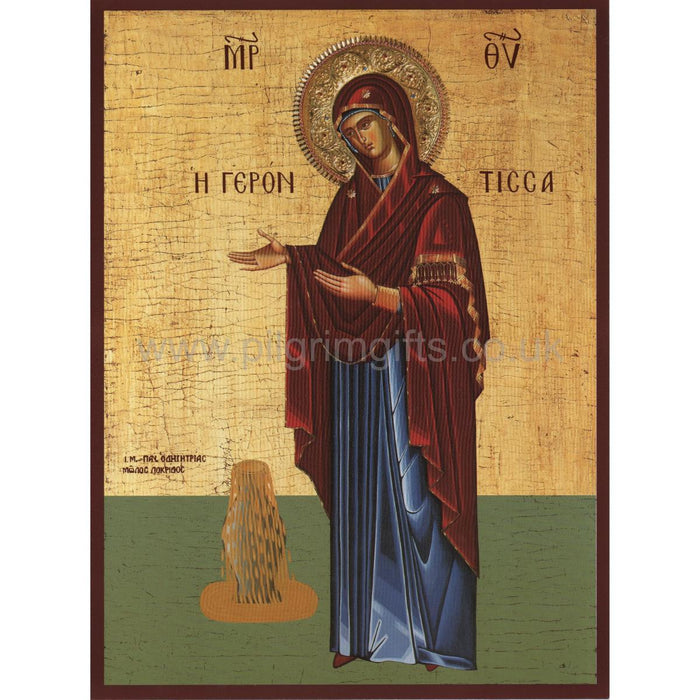 The Virgin Gerontissa, Mounted Icon Print - Size 20cm x 26cm