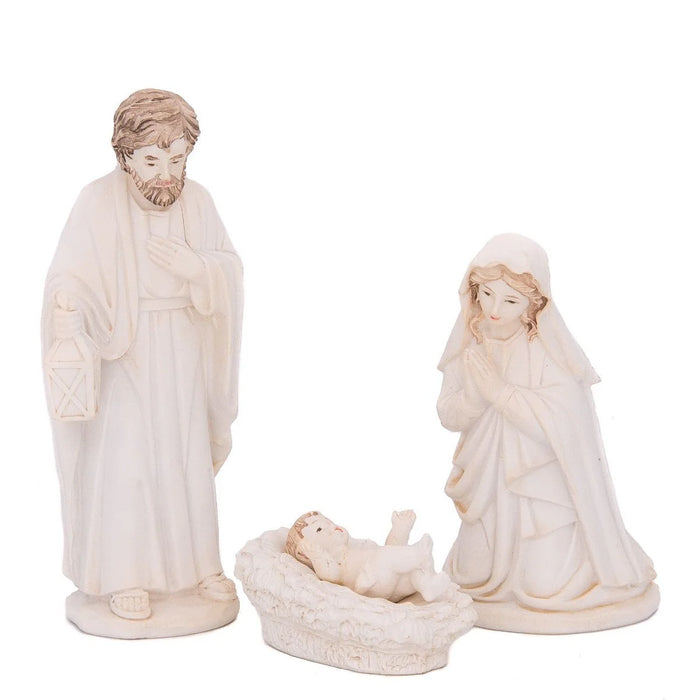 Nativity Crib White Resin Figures 9cm / 3.5 Inches High - Available with a Choice of Stables