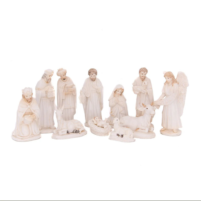 Nativity Crib White Resin Figures 9cm / 3.5 Inches High - Available with a Choice of Stables