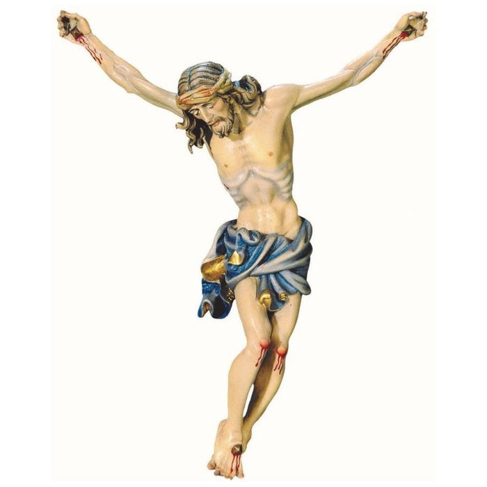 Baroque Style Corpus, Wood Carved Body of Christ With Blue Loincloth, Available In 12 Sizes From 15cm To 150cm