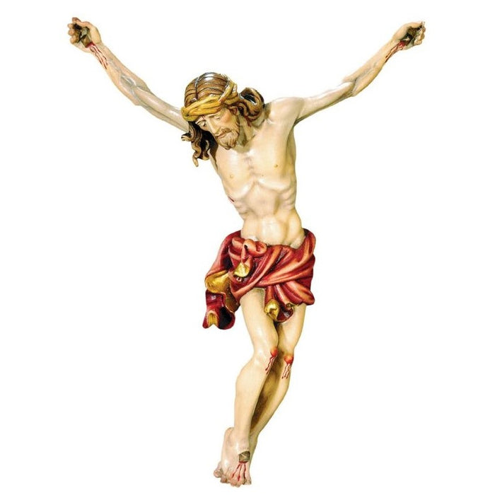 Baroque Style Corpus, Wood Carved Body of Christ With Red Loincloth, Available In 12 Sizes From 15cm To 150cm