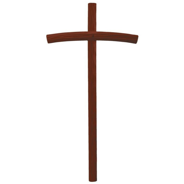 Wooden Cross With Curved Bar, Handmade In Lime Wood Stained Brown, Available In 15 Sizes