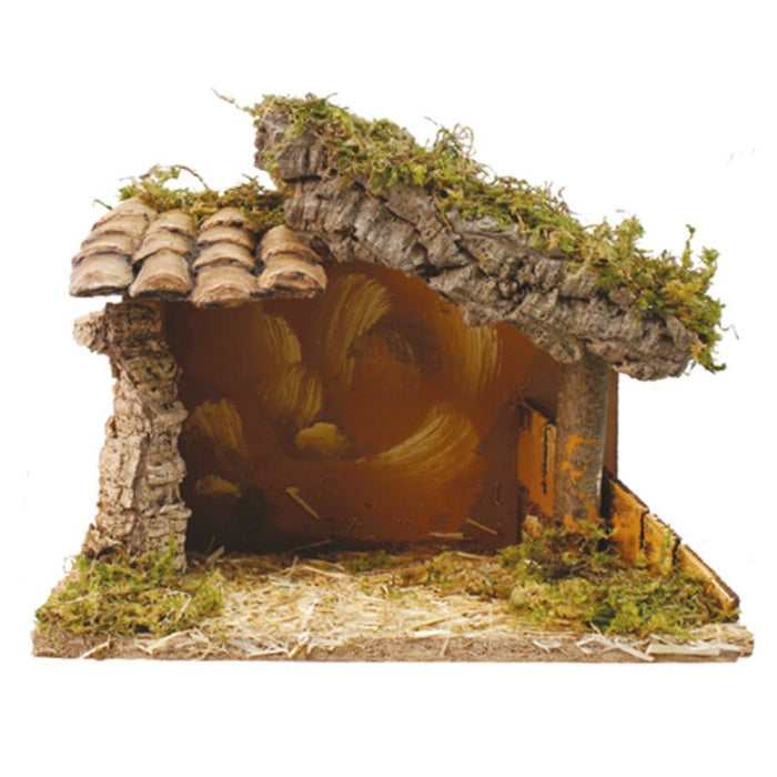 Wooden Nativity Crib Stable, 25cm / 10 Inches Wide With LED Lights