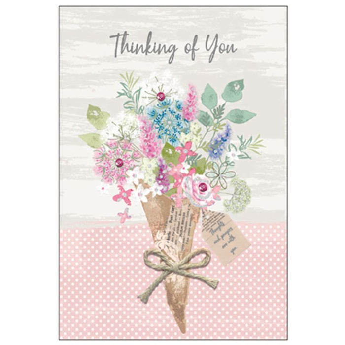 Thinking of You Greetings Card, 3D Design With Diamante Stones