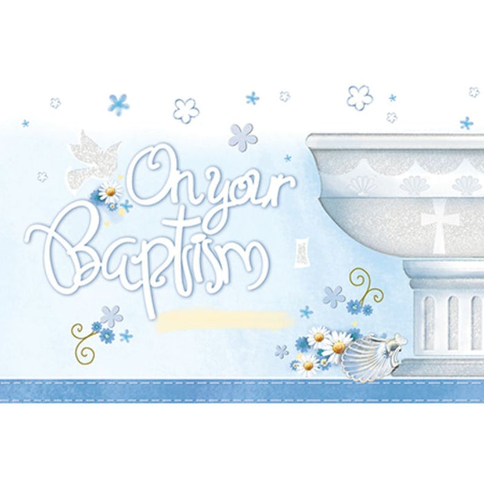 On Your Baptism, Greetings Card For A Boy With Blessing Prayer On The Inside