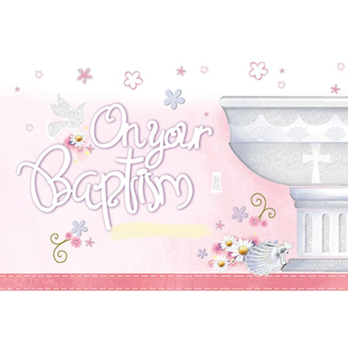 On Your Baptism, Greetings Card For A Girl With Blessing Prayer On The Inside