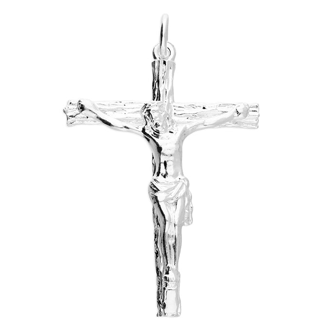 Sterling Silver Crucifix Pendant 36mm High Tree Design