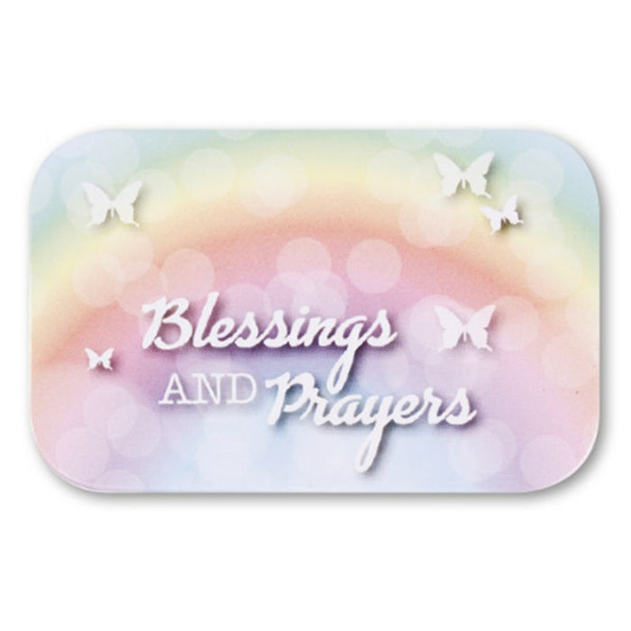 Blessings And Prayers, Tin Prayer Box With Memo Pad & Pencil, Prayer on the Inside of the Lid 9.5cm / 3.75 Inches In Length