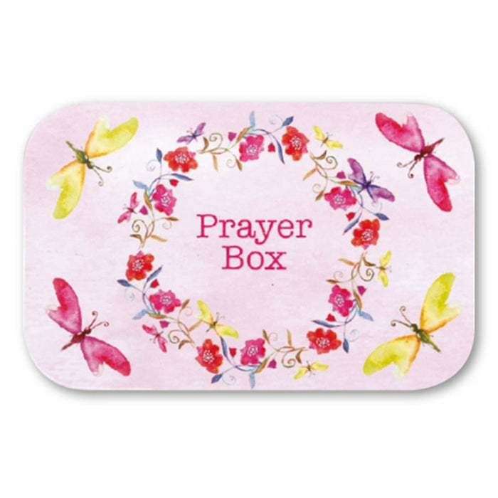 Prayer Box Butterfly Design, Tin Prayer Box With Memo Pad & Pencil, Prayer on the Inside of the Lid 9.5cm / 3.75 Inches In Length