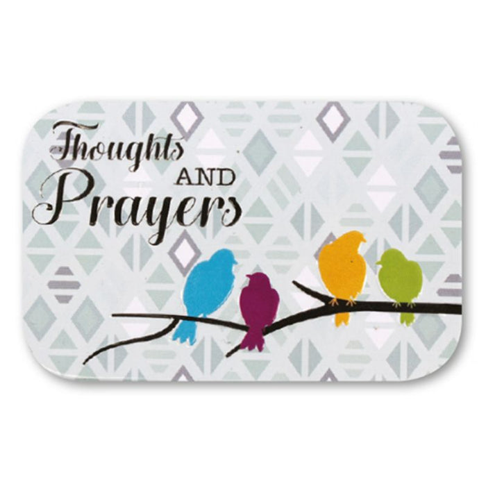 Thoughts And Prayers Bird Design, Tin Prayer Box With Memo Pad & Pencil, Prayer on the Inside of the Lid 9.5cm / 3.75 Inches In Length
