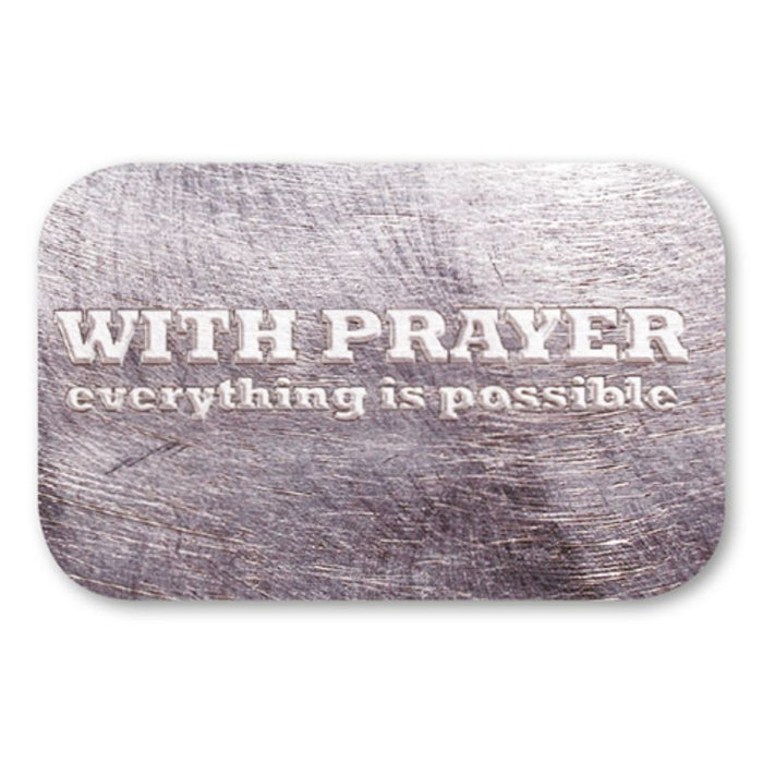 With Prayer Everything Is Possible, Tin Prayer Box With Memo Pad & Pencil, Prayer on the Inside of the Lid 9.5cm / 3.75 Inches In Length