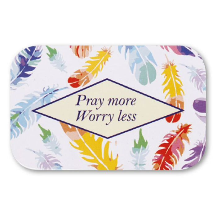 Pray More Worry Less, Tin Prayer Box With Memo Pad & Pencil, Prayer on the Inside of the Lid 9.5cm / 3.75 Inches In Length