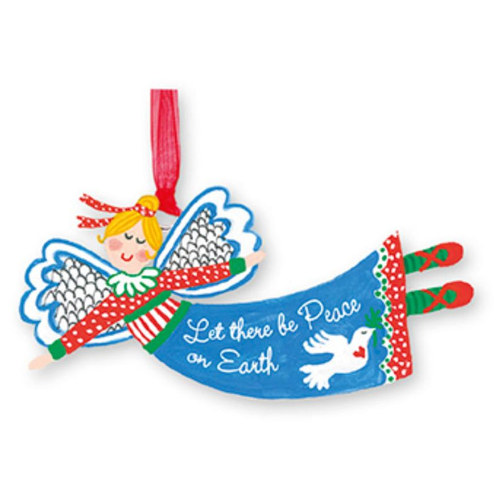 Let There Be Peace On Earth, Christmas Angel 7.5cm / 3 Inches Wide With Hanging Ribbon