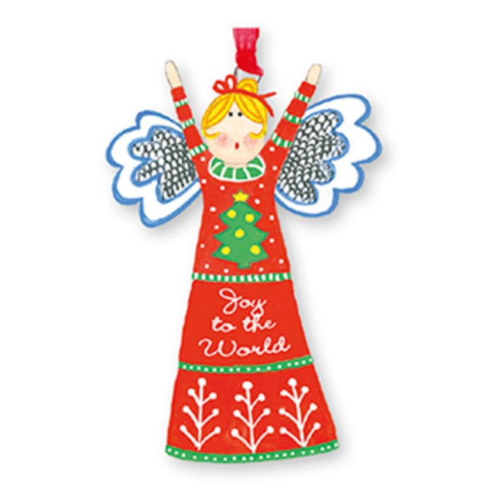 Joy To The World, Christmas Angel 7.5cm / 3 Inches High With Hanging Ribbon