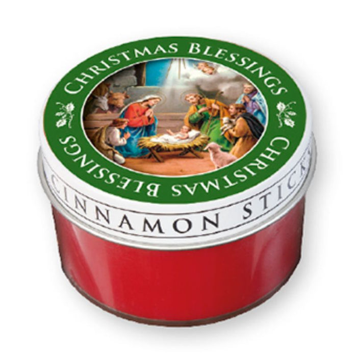 25% OFF Cinnamon Scented Christmas Candle, Nativity Design 6.5cm / 2.5 Inches Diameter VERY LIMITED STOCK
