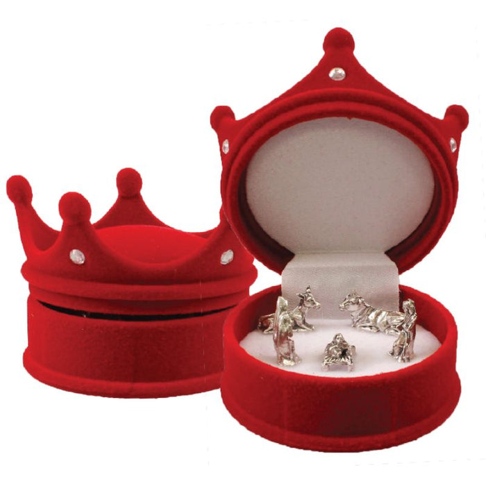 Miniature Nativity Set Crown Design Shaped Box, 9cm / 3.5 Inches High