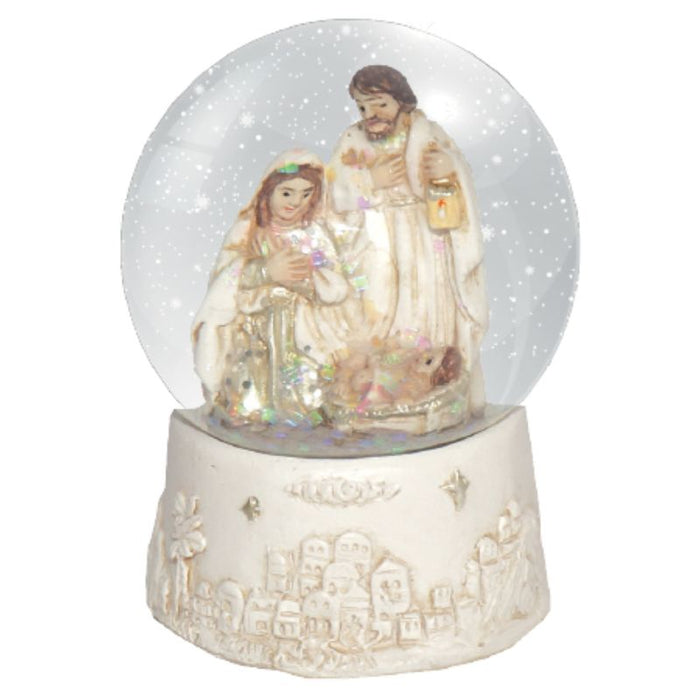 14% OFF Holy Family Snow Globe, Pearlised White Finish with Gold Highlights 6.5cm / 2.5 Inches High