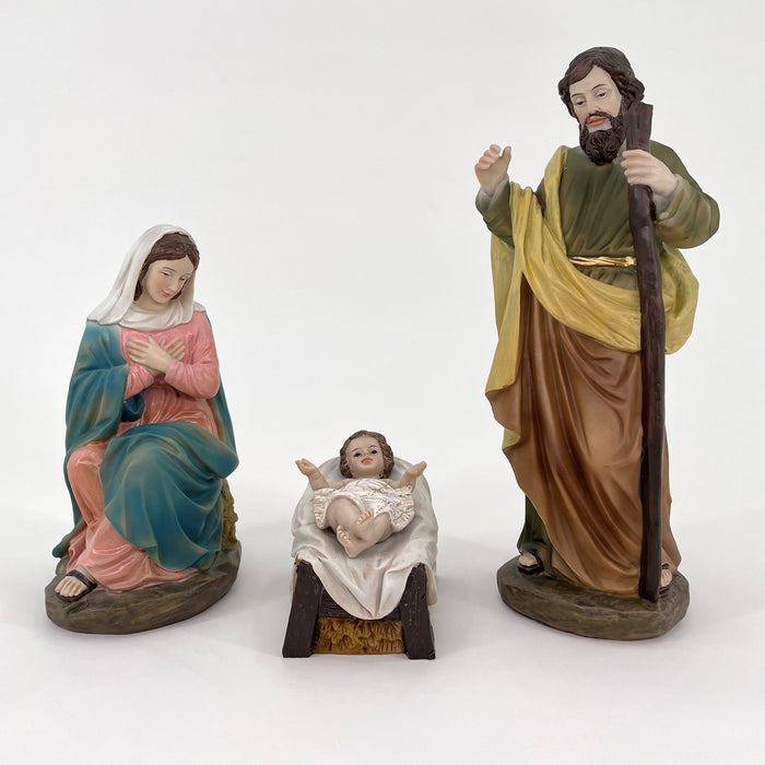 Nativity Crib Set, 10 Handpainted Resin Figures 25cm / 10 Inches High and 70cm / 27.5 Inch Wide Stable