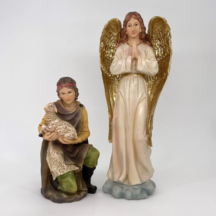 Nativity Crib Figures 45cm / 18 Inches High, Set of 11 Handpainted Resin Figures With Gold Highlights 1 x Available