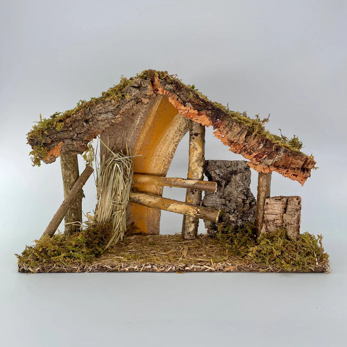 Wooden Nativity Crib Stable, 38cm / 15 Inches Wide With LED Lights