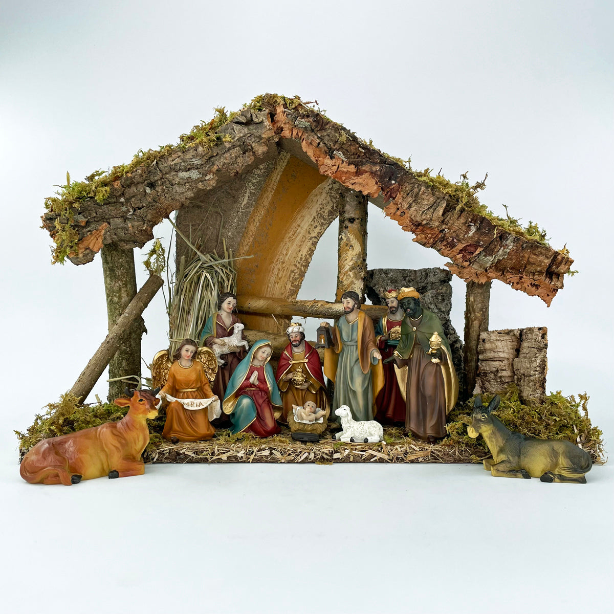 Crib Statues Nativity Crib Set, 11 Hand Painted Crib Figures Muted Colours 11.5cm ...