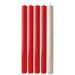 Red and White Overdipped Advent Candles. 4 x Red candles and 1 x White candle. Size: 10 Inches High x 7/8 Inches Diameter